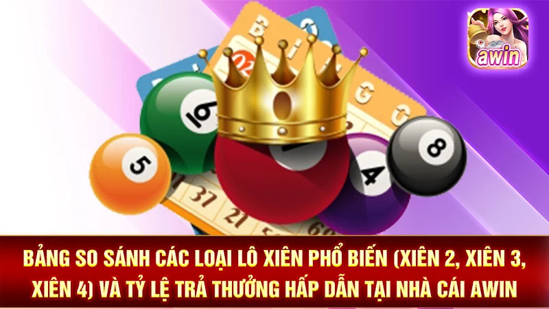 Bảng so sánh các loại lô xiên phổ biến (xiên 2, xiên 3, xiên 4) và tỷ lệ trả thưởng hấp dẫn tại nhà cái AWIN.