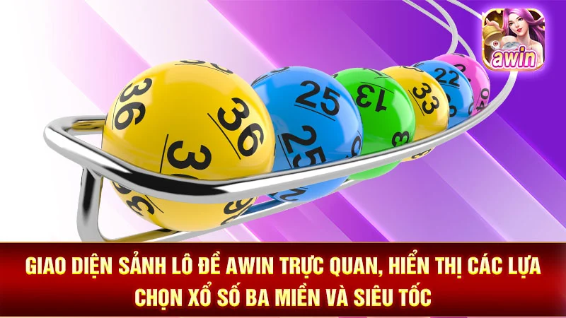 Giao diện sảnh lô đề AWIN trực quan, hiển thị các lựa chọn xổ số ba miền và siêu tốc.