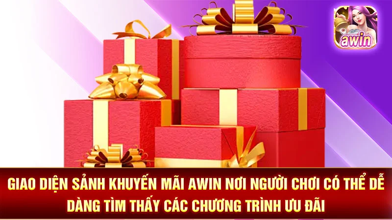 Giao diện sảnh khuyến mãi AWIN nơi người chơi có thể dễ dàng tìm thấy các chương trình ưu đãi.